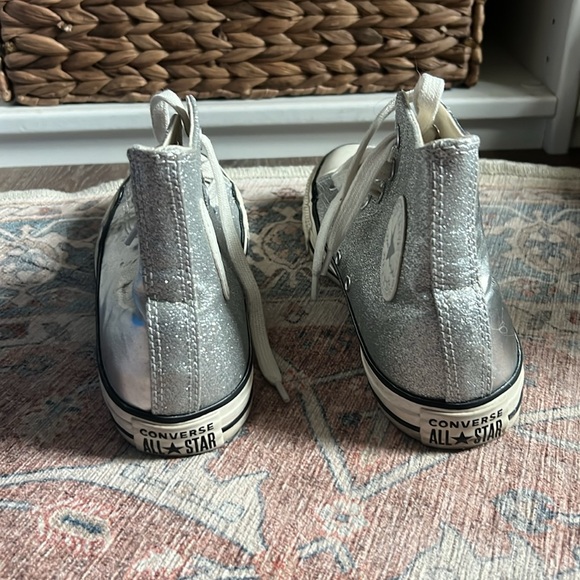 RARE Chuck Taylor All Star Silver Metallic & Glitter Leather Size 8 - Picture 4 of 6